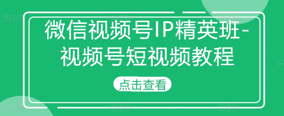 微信视频号IP精英班-视频号短视频教程-数码之翼