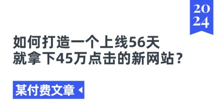 某付费文章《如何打造一个上线56天就拿下45万点击的新网站?》-数码之翼