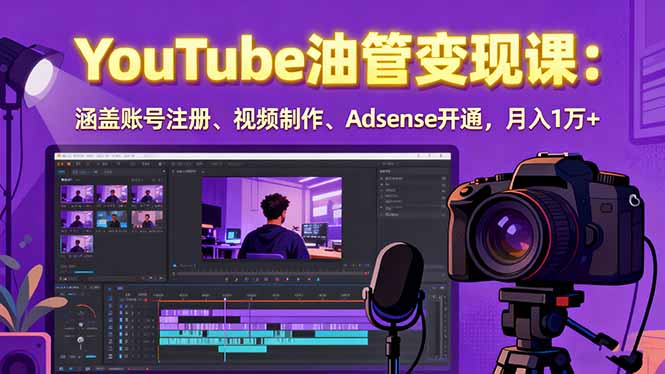 2025YouTube油管变现课：涵盖账号注册、视频制作、Adsense开通，月入1万+-数码之翼