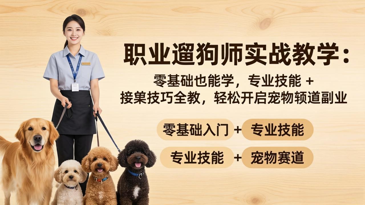 职业遛狗师实战教学：零基础也能学，专业技能 + 接单技巧全教，轻松开启宠物赛道副业-数码之翼