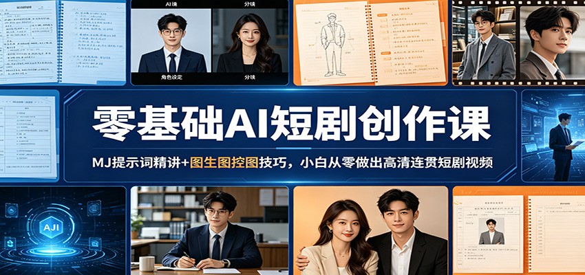 零基础AI短剧创作课：MJ提示词精讲+图生图控图技巧，小白从零做出高清连贯短剧视频-数码之翼