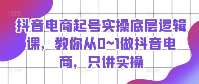 抖音电商起号实操底层逻辑课，教你从0~1做抖音电商，只讲实操-数码之翼