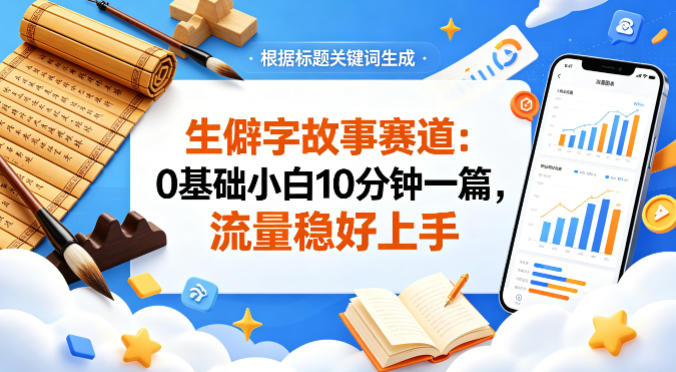 公众号流量主——生僻字故事赛道，流量稳，好上手，0基础小白也能10分钟一篇-数码之翼