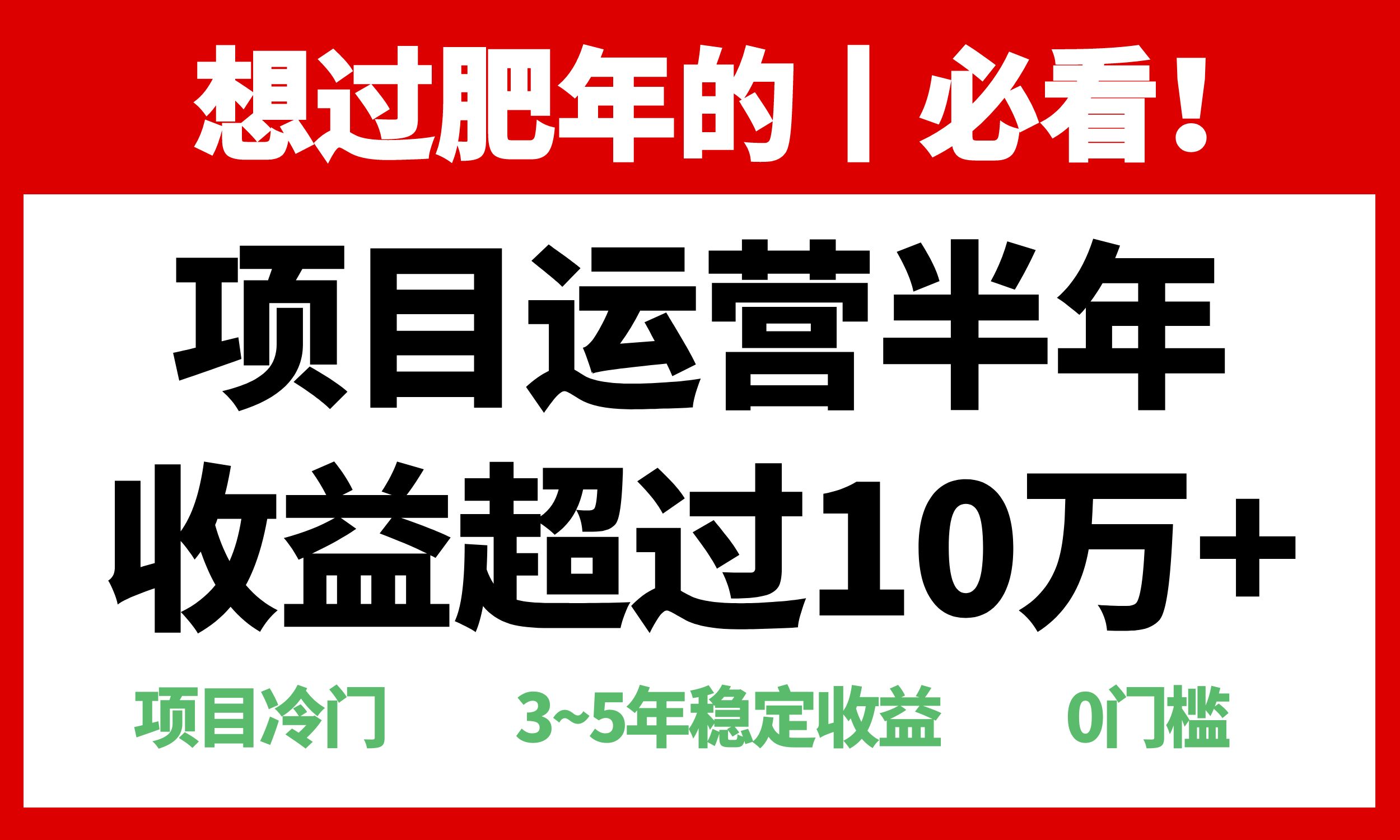 年前过肥年的必看的超冷门项目，半年收益超过10万+，-数码之翼