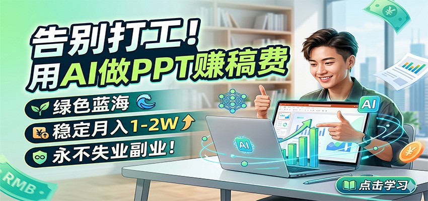 告别打工！用AI做PPT赚稿费，绿色蓝海，稳定月入1-2W，永不失业副业！-数码之翼