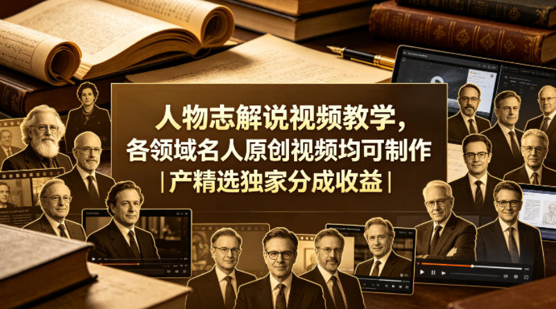 人物志解说视频教学，各领域名人原创视频均可制作丨精选独家分成收益(更新0430)-数码之翼