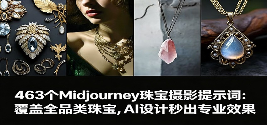 463个Midjourney珠宝摄影提示词：覆盖全品类珠宝，AI设计秒出专业效果-数码之翼