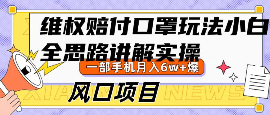 维权赔付口罩玩法，小白也能月入6w+，风口项目实操-数码之翼