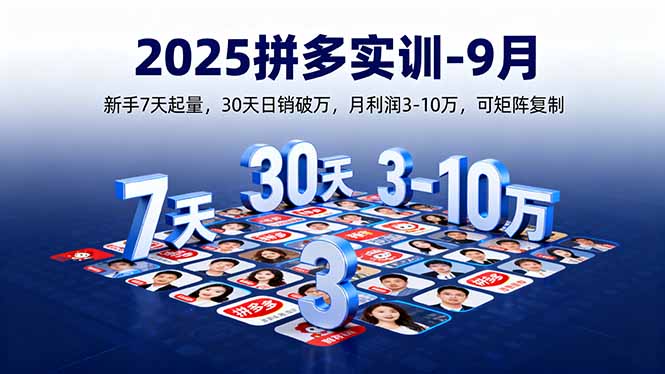 2025拼多多实训-9月：新手7天起量,30天日销破万,月利润3-10万,可矩阵复制-数码之翼