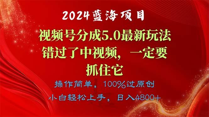 2024蓝海项目，视频号分成计划5.0最新玩法，错过了中视频，一定要抓住…-数码之翼