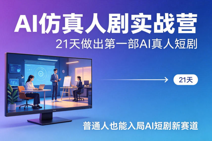 AI仿真人剧实战营，21天做出第一部AI真人短剧，普通人也能入局AI短剧新赛道-数码之翼