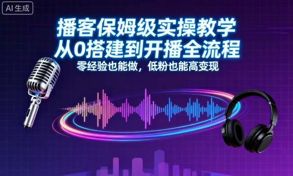 播客保姆级实操教学，从0搭建到开播全流程，零经验也能做，低粉也能高变现-数码之翼