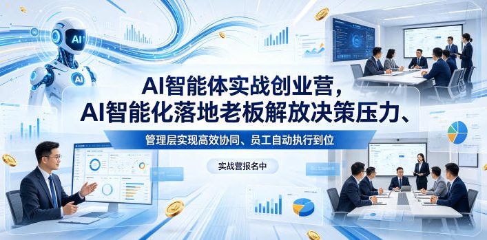AI智能体实战创业营26年4月23-25号线下课，AI智能化落地老板解放决策压力、管理层实现高效协同、员工自动执行到位-数码之翼