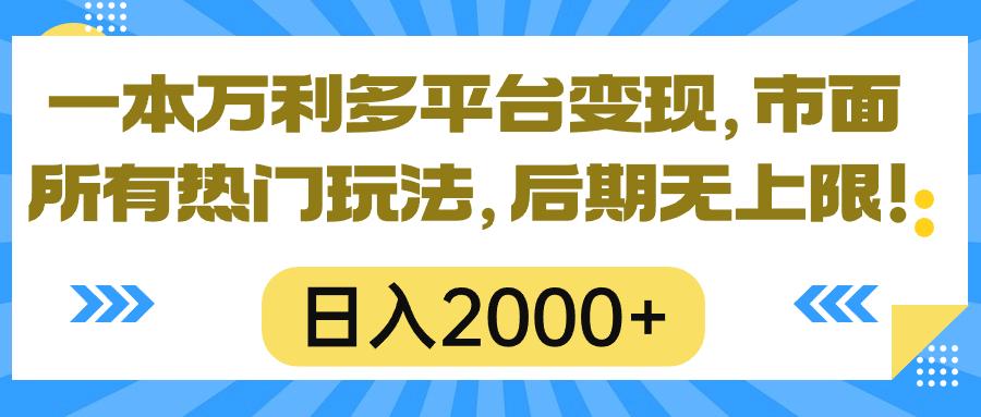 一本万利多平台变现,市面所有热门玩法,日入2000+,后期无上限!-数码之翼