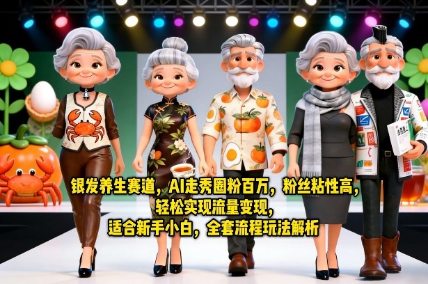 银发养生赛道,AI走秀圈粉百万,粉丝粘性高,轻松实现流量变现,适合新手小白,全套流程玩法解析-数码之翼