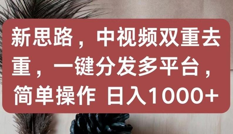 新思路，中视频双重去重，一键分发多平台，简单操作，日入1000+【揭秘】-数码之翼
