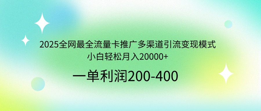 2025全网最全流量卡推广多渠道引流变现模式，小白轻松月入20000+-数码之翼