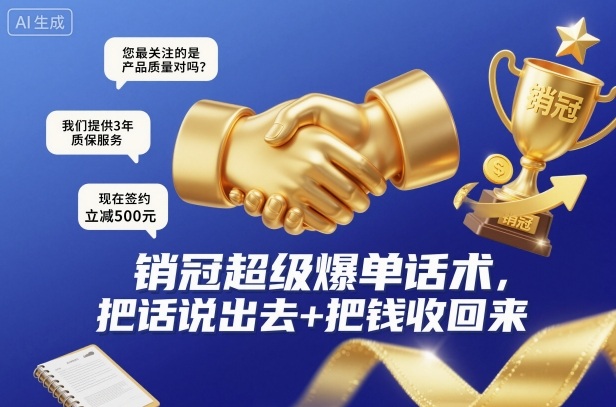 销冠超级爆单话术，把话说出去+把钱收回来-数码之翼