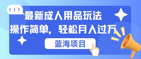 最新成人用品项目玩法,操作简单,动动手,轻松日入几张【揭秘】-数码之翼