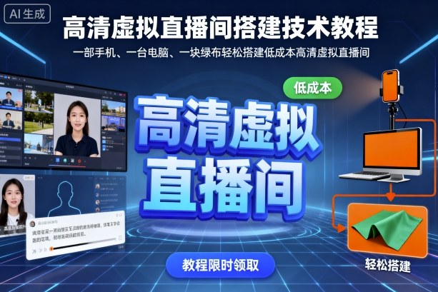 高清虚拟直播间搭建技术教程，一部手机、一台电脑、一块绿布轻松搭建低成本高清虚拟直播间-数码之翼