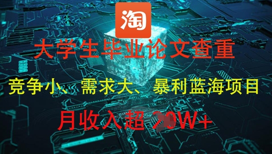 大学生毕业论文查重，暴利蓝海项目，月收入过1W+-数码之翼