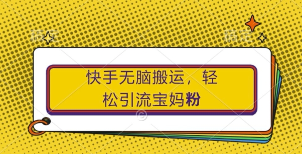 快手无脑搬运，轻松引流宝妈粉，纯小白轻松上手【揭秘】-数码之翼