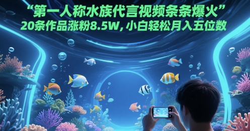 第一人称水族代言视频条条爆火，20条作品涨粉8.5W，小白轻松月入五位数-数码之翼