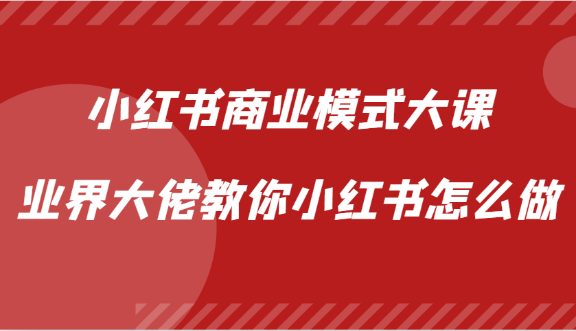 小红书商业模式大课，业界大佬教你小红书怎么做【视频课】-数码之翼