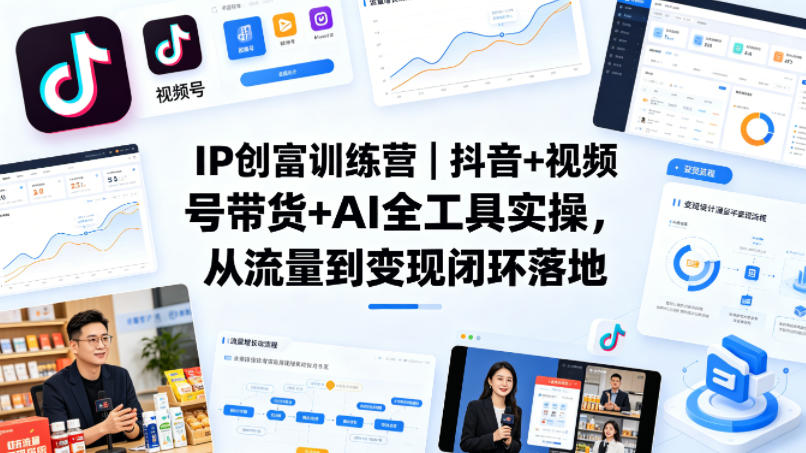 IP创富训练营｜抖音+视频号带货+AI全工具实操，从流量到变现闭环落地-数码之翼
