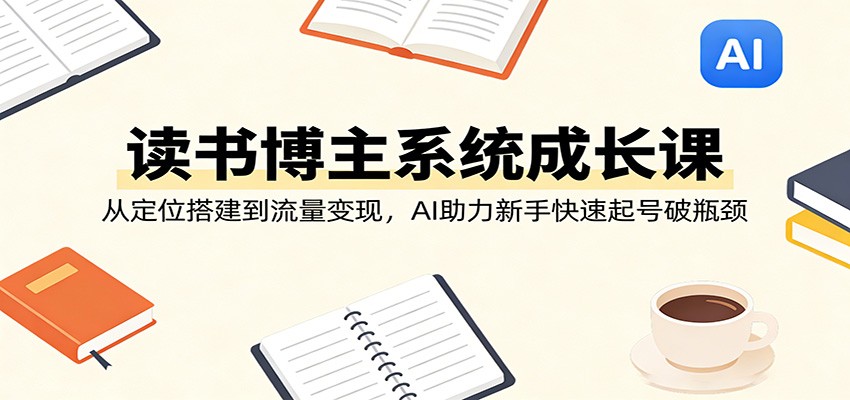 读书博主系统成长课：从定位搭建到流量变现，AI助力新手快速起号破瓶颈-数码之翼