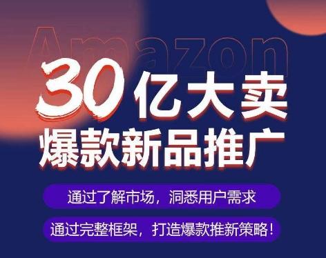 亚马逊·30亿大卖爆款新品推广，可复制、全程案例实操的爆款推新SOP-数码之翼