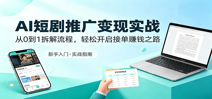 AI短剧推广变现实战：从0到1拆解流程，轻松开启接单赚钱之路-数码之翼