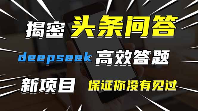 头条问答，刚出的新玩法！保证你没见过！用DeepSeek去高效答题，一个账…-数码之翼