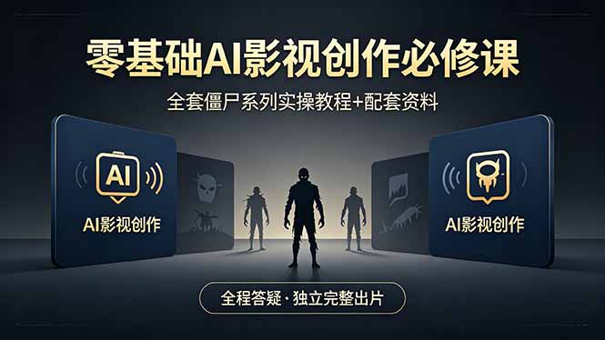 零基础AI影视创作必修课，全套僵尸系列实操教程加配套资料，全程答疑带你独立完整出片-数码之翼