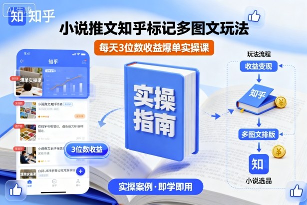 小说推文知乎标记多图文玩法，每天3位数收益爆单实操课-数码之翼