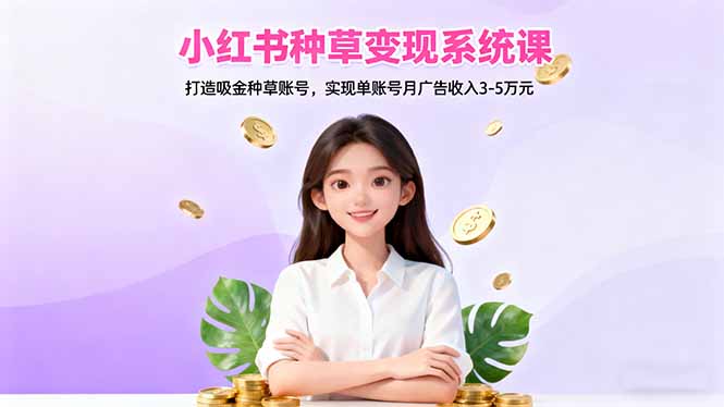 小红书种草变现系统课：打造吸金种草账号，实现单账号月广告收入3-5万元-数码之翼