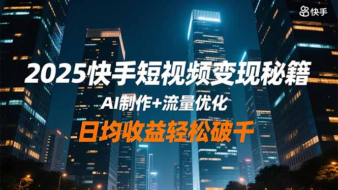 2025快手短视频变现秘籍，AI制作+流量优化，日均收益轻松破千-数码之翼