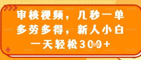 视频审核员，几秒一单，不限时间，不限地点，多做多得，新人小白一天轻松几张+【揭秘】-数码之翼