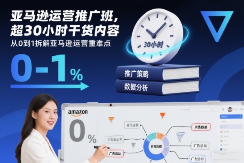 亚马逊运营推广班，超30小时干货内容，从0到1拆解亚马逊运营重难点-数码之翼