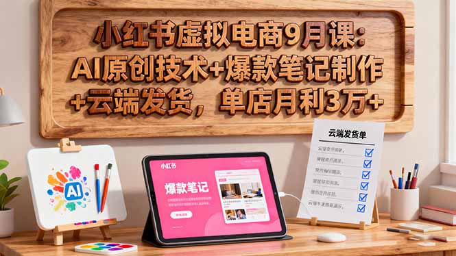 小红书虚拟电商9月课：AI原创技术+爆款笔记制作+云端发货，单店月利3万+-数码之翼