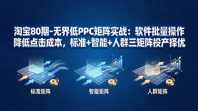 淘宝80期-无界低PPC矩阵实战：软件批量操作降低点击成本，标准+智能+人群三矩阵投产择优-数码之翼