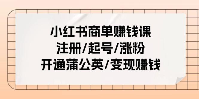 小红书商单赚钱课：注册/起号/涨粉/开通蒲公英/变现赚钱(25节课)-数码之翼