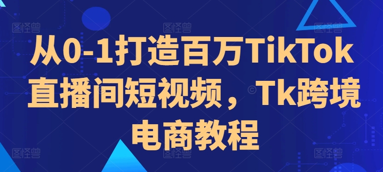 从0-1打造百万TikTok直播间短视频,Tk跨境电商教程-数码之翼