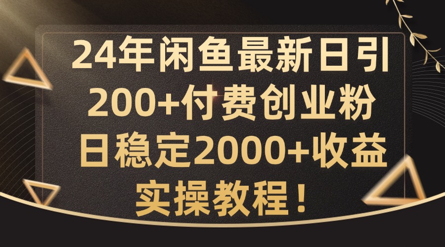 24年闲鱼最新日引200+付费创业粉日稳2000+收益，实操教程【揭秘】-数码之翼