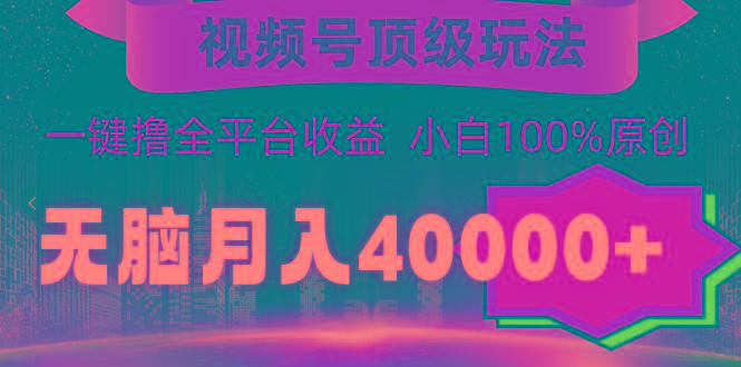 (9281期)视频号顶级玩法，无脑月入40000+，一键撸全平台收益，纯小白也能100%原创-数码之翼
