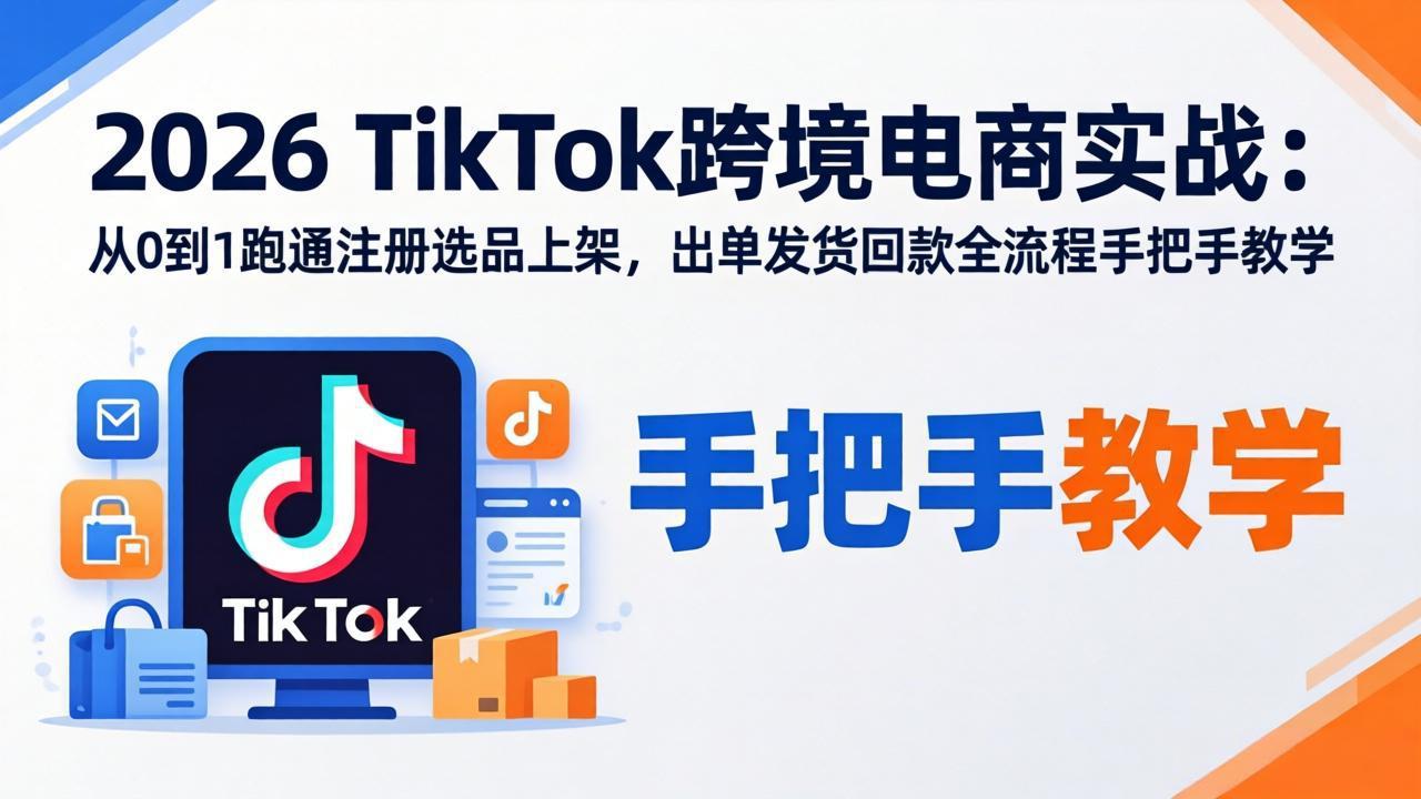 2026TikTok跨境电商实战-更新：从0到1跑通注册选品上架，出单发货回款全流程手把手教学-数码之翼