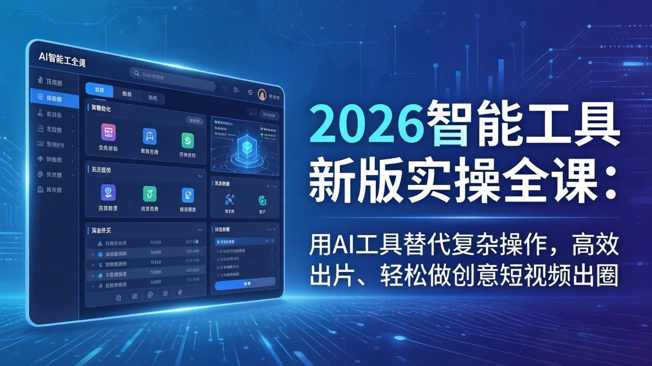 2026智能工具新版实操全课：用AI工具替代复杂操作，高效出片、轻松做创意短视频出圈-数码之翼