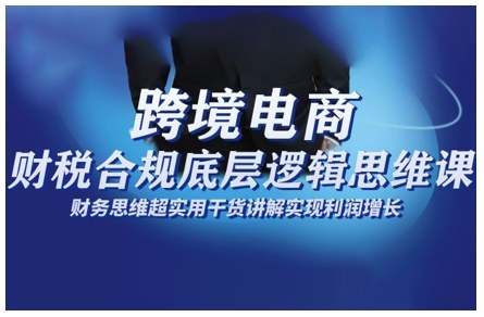 跨境电商财稅合规底层逻辑思维课，财务思维超实用于货讲解实现利润增长-数码之翼