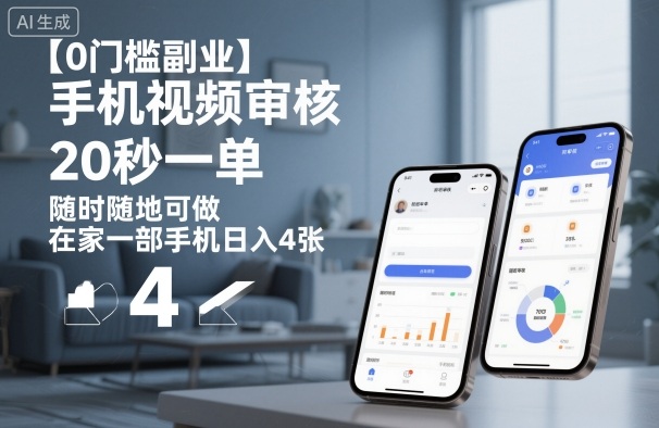 【0门槛副业】手机视频审核，20秒一单，随时随地可做，在家一部手机日入4张【揭秘】-数码之翼