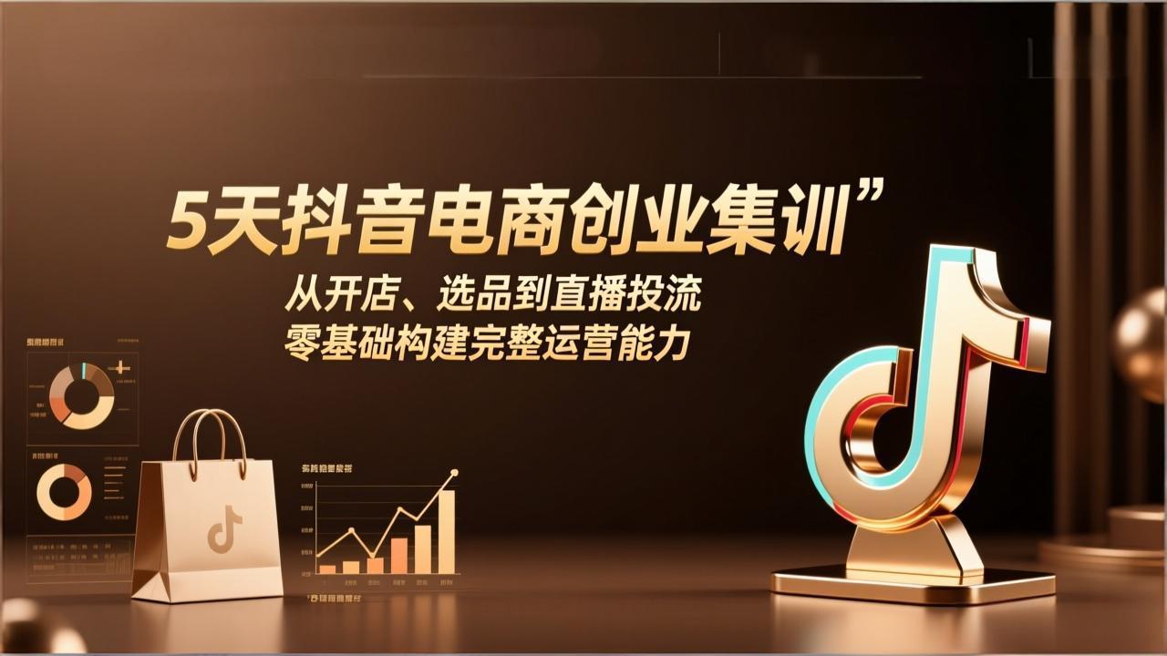 5天抖音电商创业集训：从开店、选品到直播投流，零基础构建完整运营能力-数码之翼